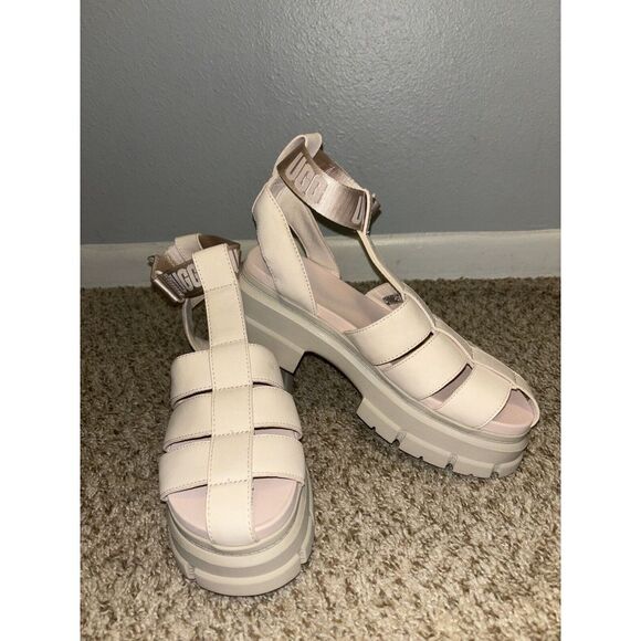 UGG ASHTON STRAPPY PLATFORM NUBUCK LEATHER SANDALS 10W /8M Cute Goth Grunge Emo - Picture 3 of 10